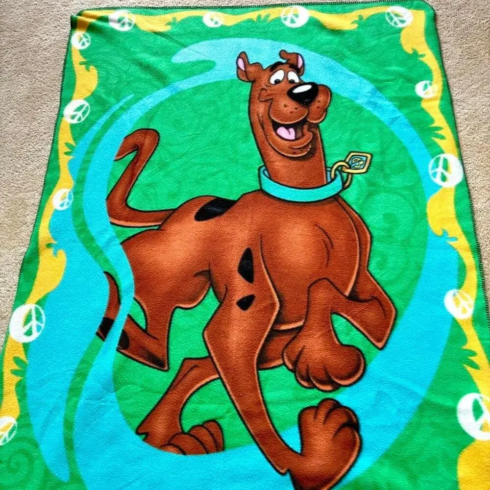 Vintage Y2K Cartoon Network Scooby Doo Fleece Blanket Throw Green 43”x60”